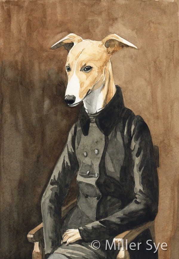 Whippet Art - Whippet Corot - Dog Art - 5x7 Print