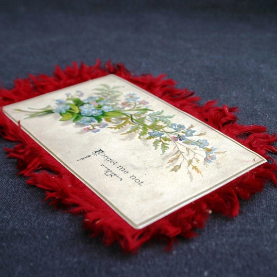 Forget me not. And remember me. Antique collectible card.