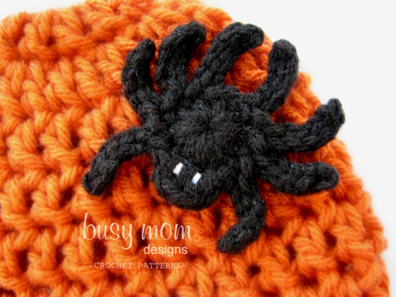 CROCHET PATTERN - Simple Spider Appliqué - Motif - Embellishment - PDF 207