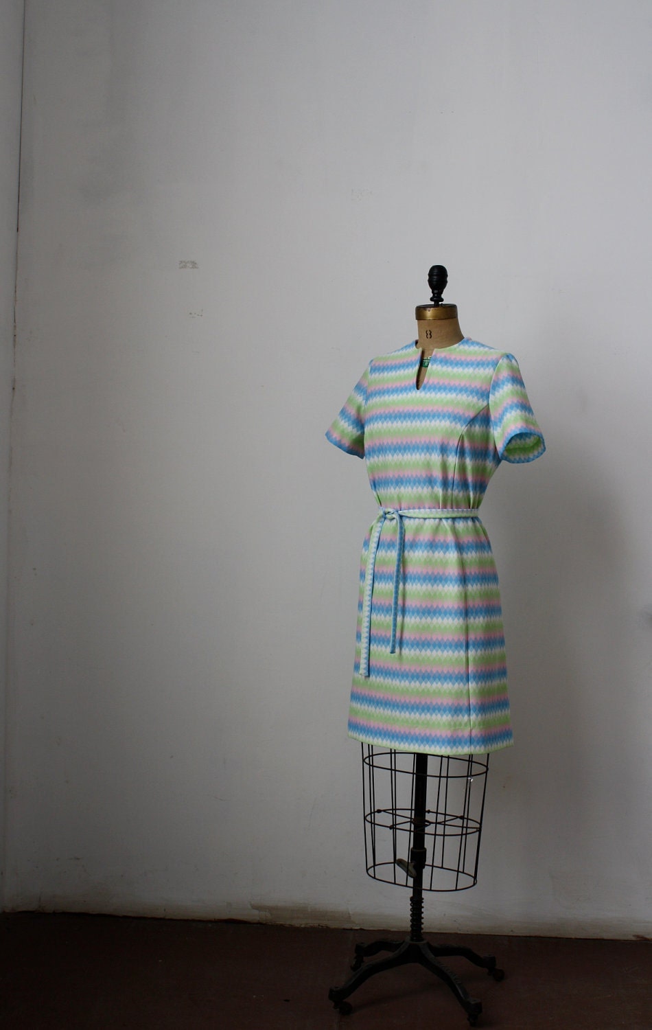 1960's Pink, Blue and Green Mod Dress