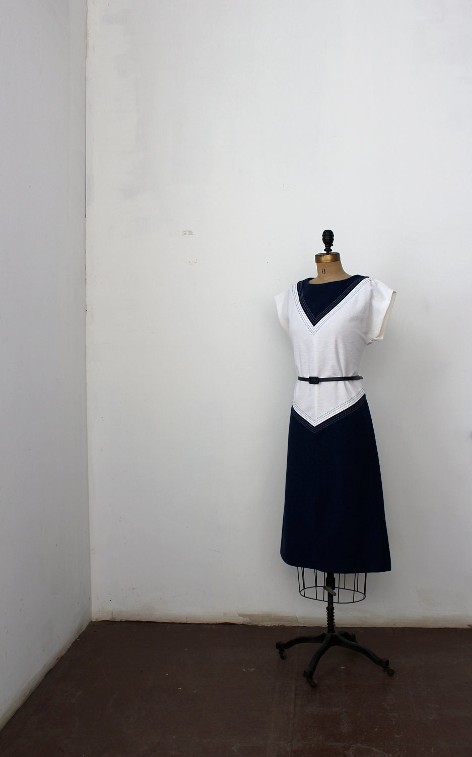 1960's Blue and White Nautical Dress