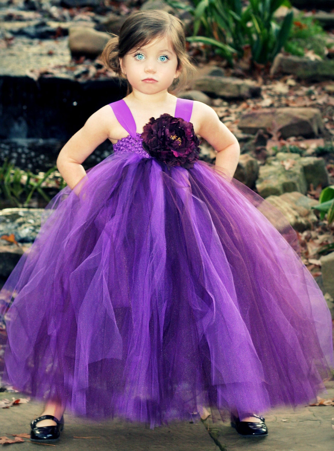 Decadently Purple Flower Girl Tutu Dress