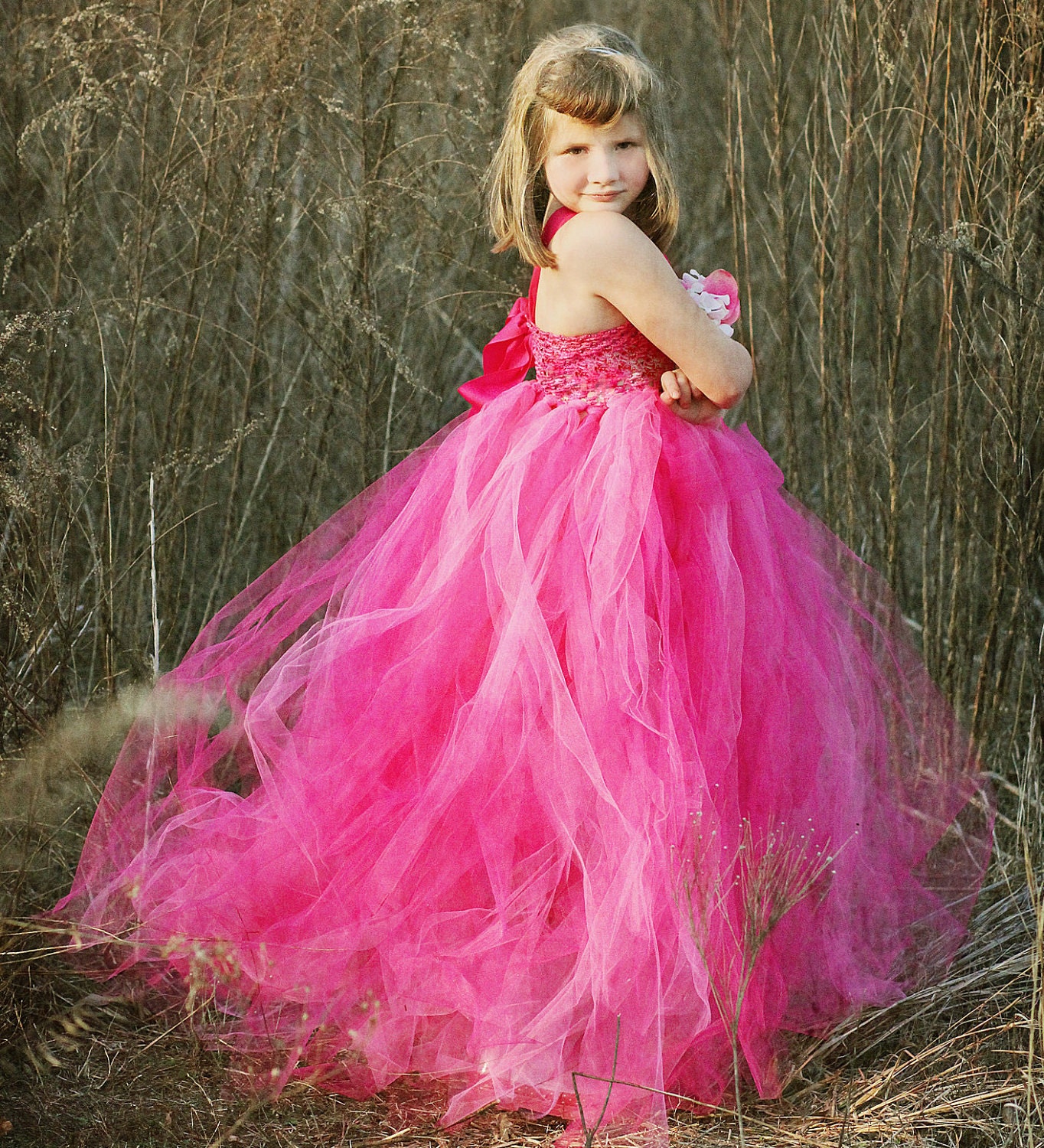 Pink Love Flower Girl Tutu Dress