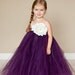 Plum Flower Girl Tutu Dress with Vintage Rose