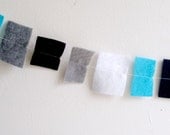 Scrappy Felt Garland: Grey, Black, White, and Turquoise 8 ft