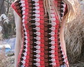 Unique Hand Crocheted Sweater . Upcycled Bohemian Hippie Style Shirt . Womens Small to Medium