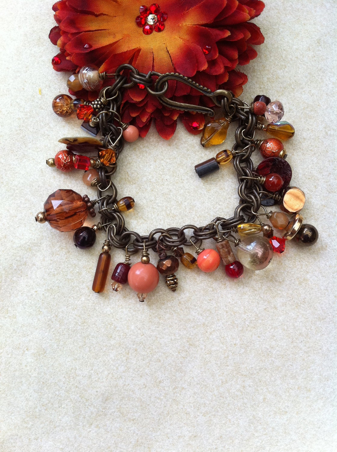 Free Shipping In the Midst of Sunset Earthtone Charm Bracelet