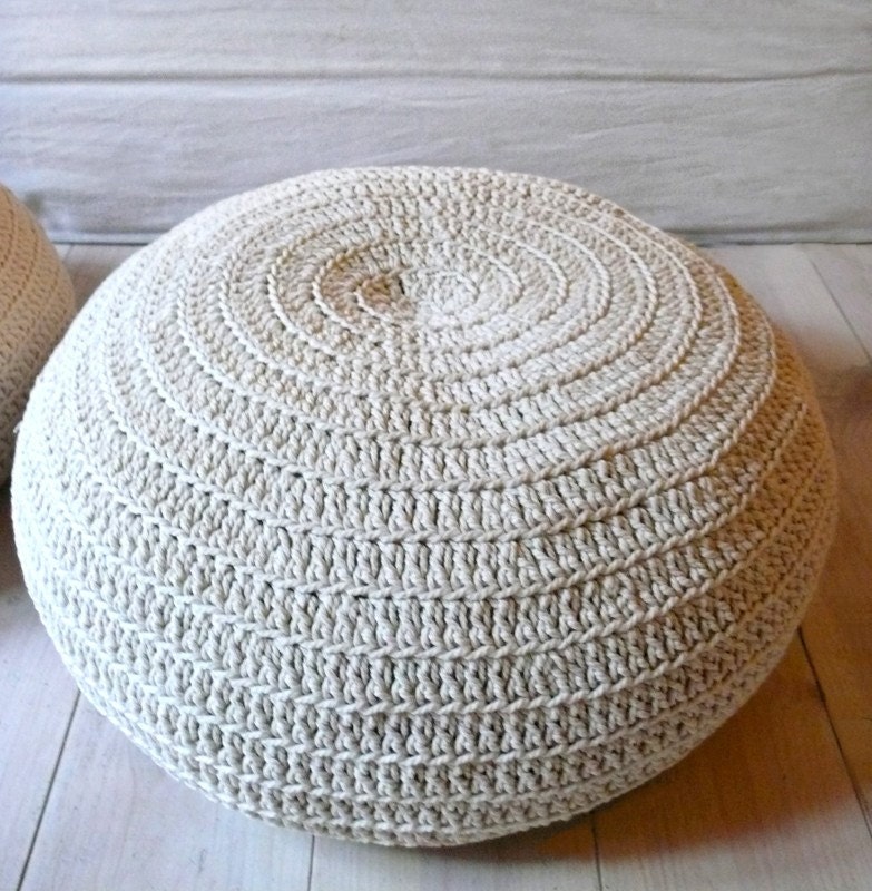 Reserved for Lisa and Hilary - Floor Cushion Crochet- ecru