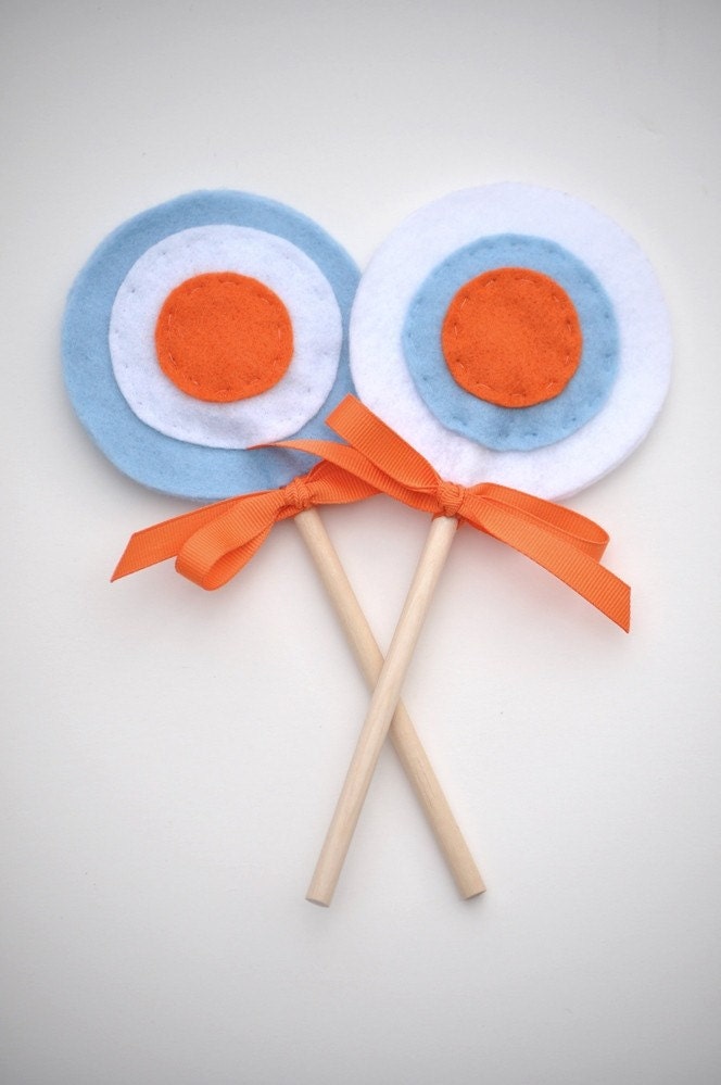 Lollipops, Baby Blue and Orange, set of 2