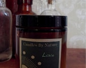 LOVE Soy Candle Aromatherapy Handmade Patchouli and Cinnamon (4 oz.) Essential Oils Vegan