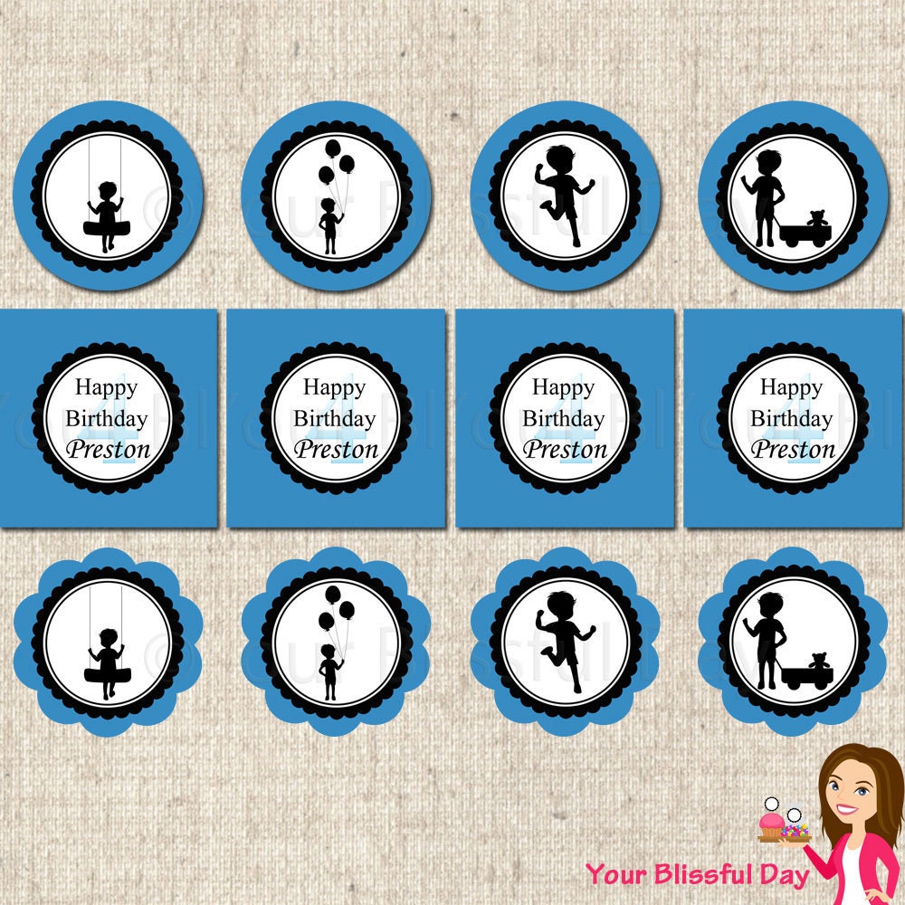 PRINTABLE Boy Silhouette Party Circles (Personalized) Il_170x135