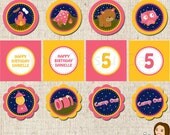 PRINTABLE Girl Camp Out Party Circles (Personalized) Il_170x135