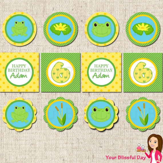 PRINTABLE Boy Frog Party Circles (Personalized) Il_570xn