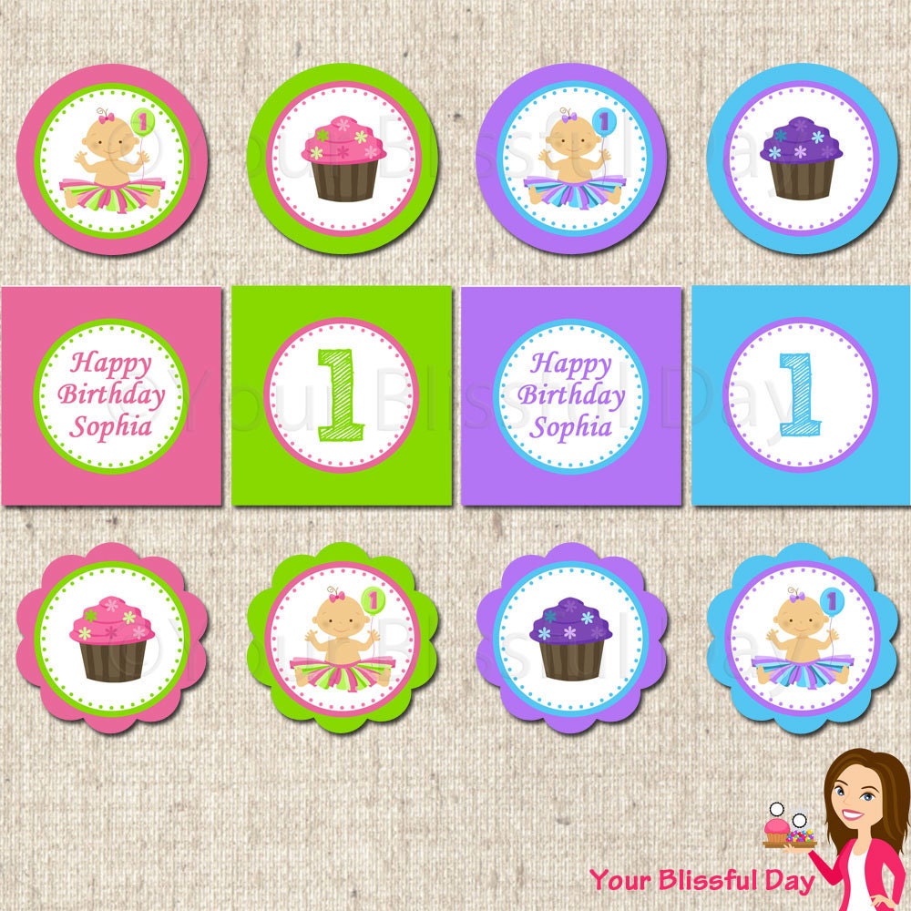 PRINTABLE 1st Birthday Girl Party Circles (Personalized) Il_570xn