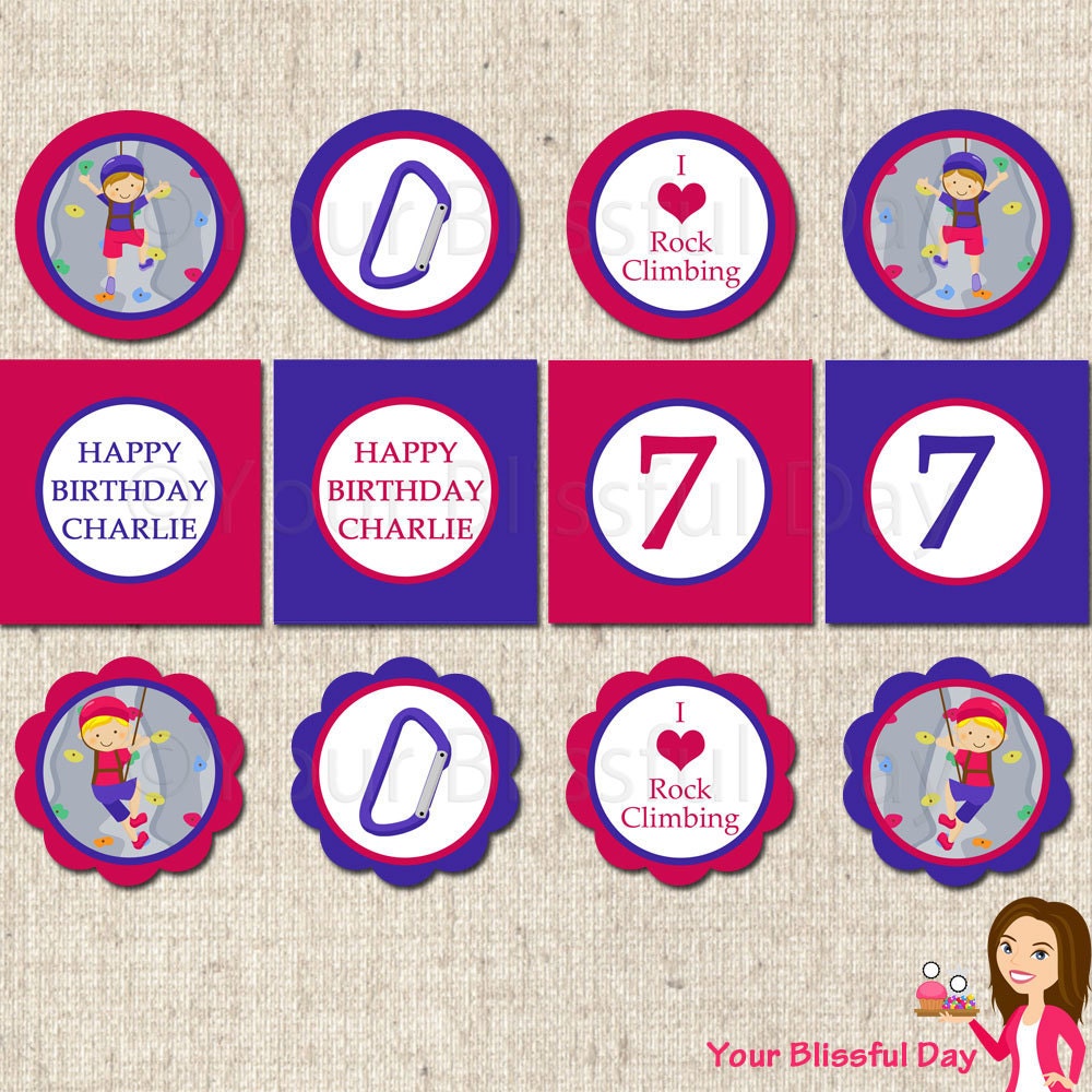 PRINTABLE Boy Rock Climbing Party Circles (Personalized) Il_570xn