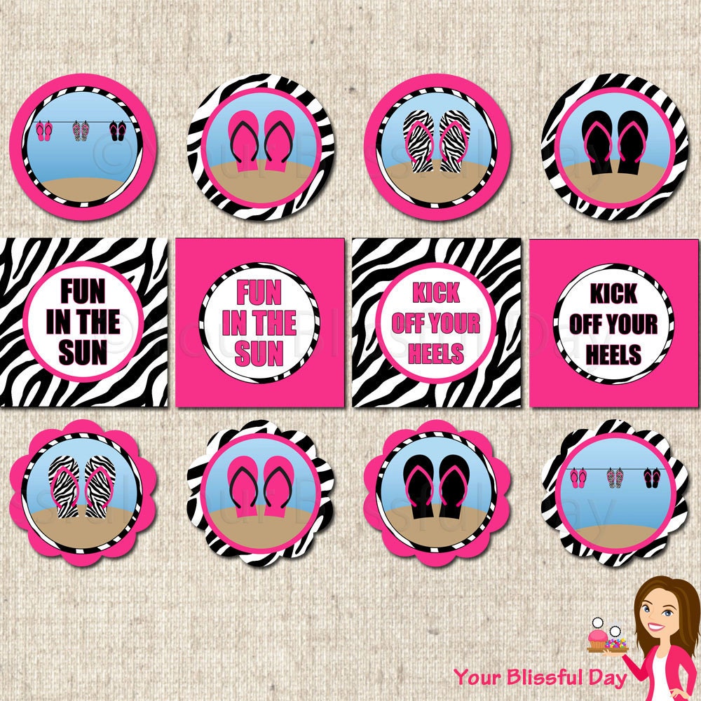 PRINTABLE Flip Flop Clothesline Party Circles Il_570xn