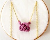 Bonds, crochet knot necklace, nautical necklace. Nautical knot bowline. Lavender cotton yarn