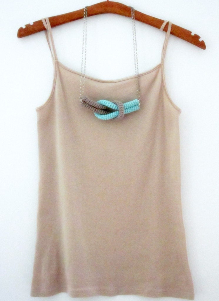 Together, crochet knot necklace. Nautical knot necklace. Sea foam and sand cotton yarn