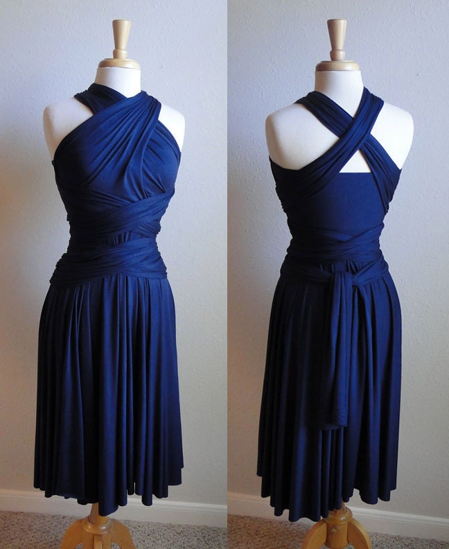 Convertible Infinity Wrap Dress in Navy