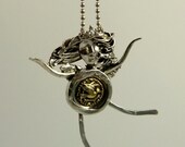 Angel Makae Lets Her Spirit Fly - Art Jewelry Pendant - Up Cycled Sterling, Antique Brass Button, And PMC - 761
