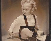 Original Vintage // Black and White Photo //  Young Boy With Beautiful Blond Curls