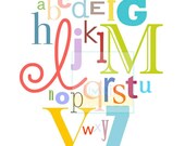 Alphabet ABC Letter Art Print for Nursery, ABCs Poster, Children's Nursery Art Decor // 8x10 A4 Baby Nursery Child Toddler . Colorful
