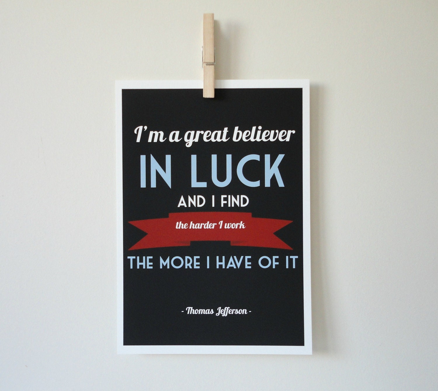 Typography Print Believer in Luck Archival Matte A4 Motivational Print Quote