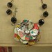 Geisha Rose and Black Bead Necklace . Recycled Soda Can Art. AZ Tea