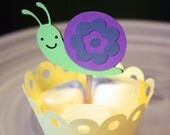 Snail Cupcake Toppers / Cake Toppers / Mini Cupcake Toppers / Centerpieces