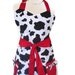 Retro Apron - Vintage Inspired Cow Print with Red Ties  - Reversible Apron for Women
