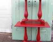 Side Table Nightstand Pair Vintage Upcycled in Orient Red