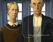 Doctor Who TARDIS Print POSTER Grant Wood American GOTHIC Parody
