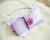 Bow Satin Headband in Lilac - Satin Bow Tie Women's headband-Skinny Headband with Large Satin Bow - French Chic-Shabby chic