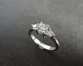 Three Stone Diamonds Wedding Ring in 14K White Gold