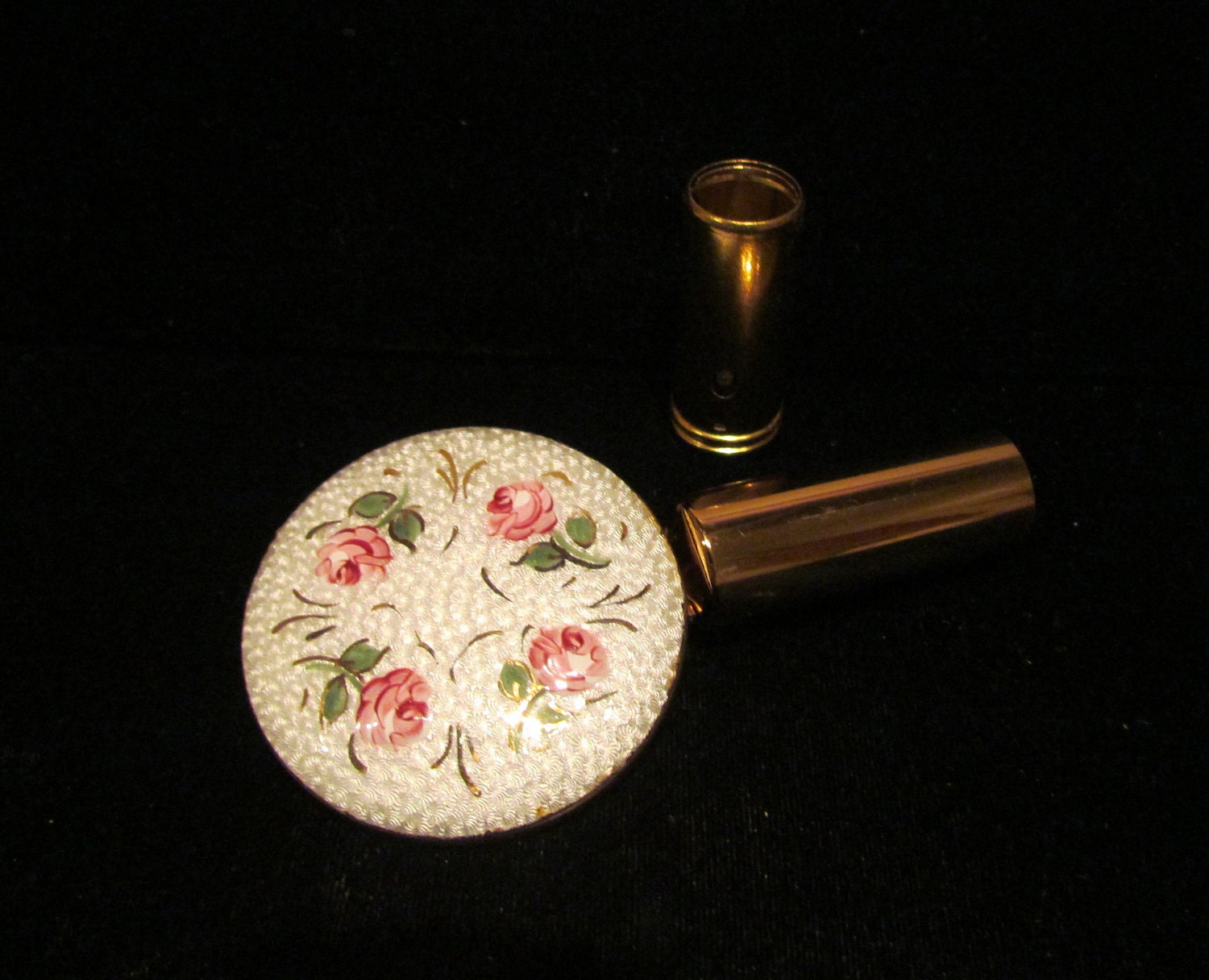 1950's Lipstick Holder Vintage Lipstick Holder Guilloche Lipstick Holder Mirror Lipstick Case Lipstick Compact UNUSED MINT CONDITION