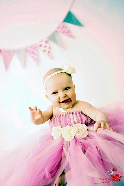 Tutu Dress, Flower Girl Dress- Tutu- Baby Tutu- Newborn Tutu-  Light Pink And Ivory Tutu Dress- Available In Size 0-24 Months