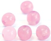 Baby Pink Milky Translucent Rounds - Czech Glass Beads (6mm) x 6