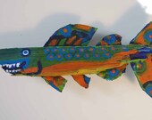 Funky Fish Art - Handmade Ready to Hang Whimsical Colorful Unusual Handmade Vivid Color Hanging Dimentional Wall Decor
