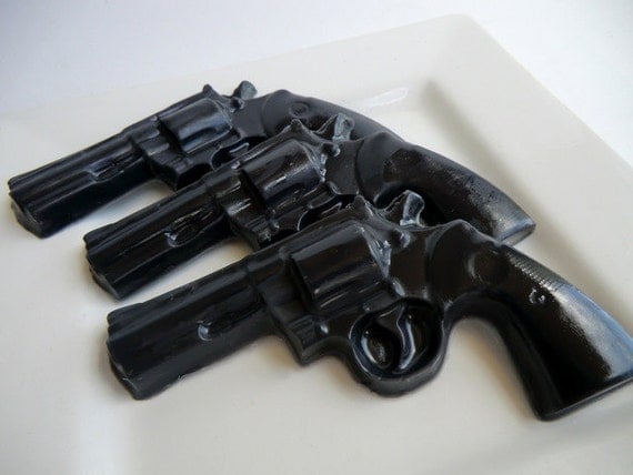 3 Police Gun Soap - valentines gift for man, pistol soap