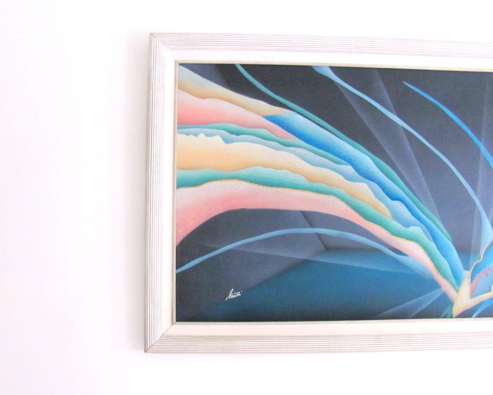 Mid Century Abstract Painting HUGE Framed Original