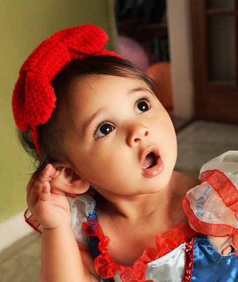 SALE 6 to 12m Red Bow Baby Headband - Baby Girl Bowtie Crochet Bow Headband Baby Hairband - Red Headband Baby Photo Prop