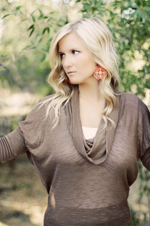 The EDNA - Orange Filigree Dangle Earrings - FUN For Family Pictures- Anthropologie Style