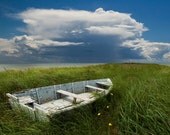 Of Land, Sea and Sky - a Fine Art Photograph of Boat on Grassy Shore.
