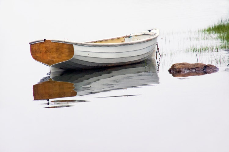 White Maine Dory on a Foggy Morning Photo Enlargement