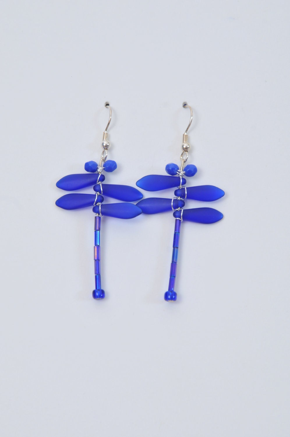 Dragonfly Blue Earrings, Dragonfly Jewelry, Handmade Custom Jewelry