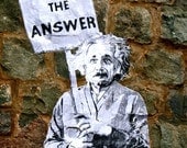 Graffiti Photography - Bansky Street Art - Love is the Answer Sign - 5 x 7 Print - Neutral Photograph - Urban Home Decor - Einstein