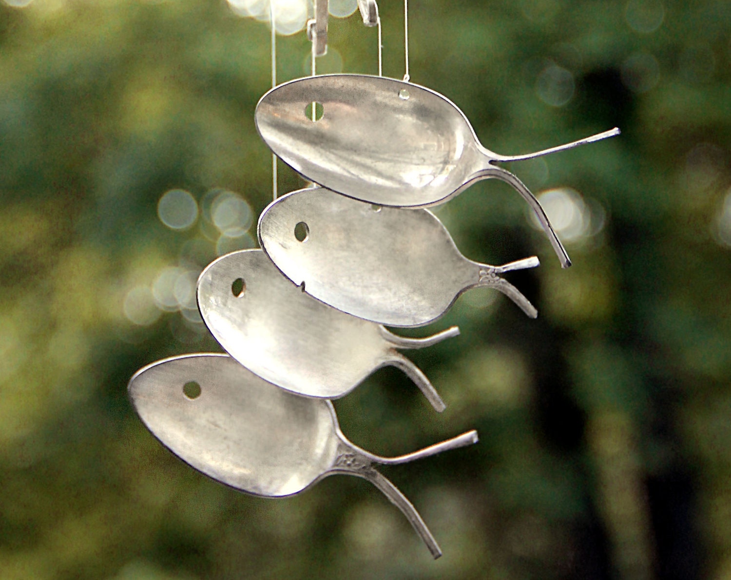 SALE 1800's Silver spoon fish wind chimes