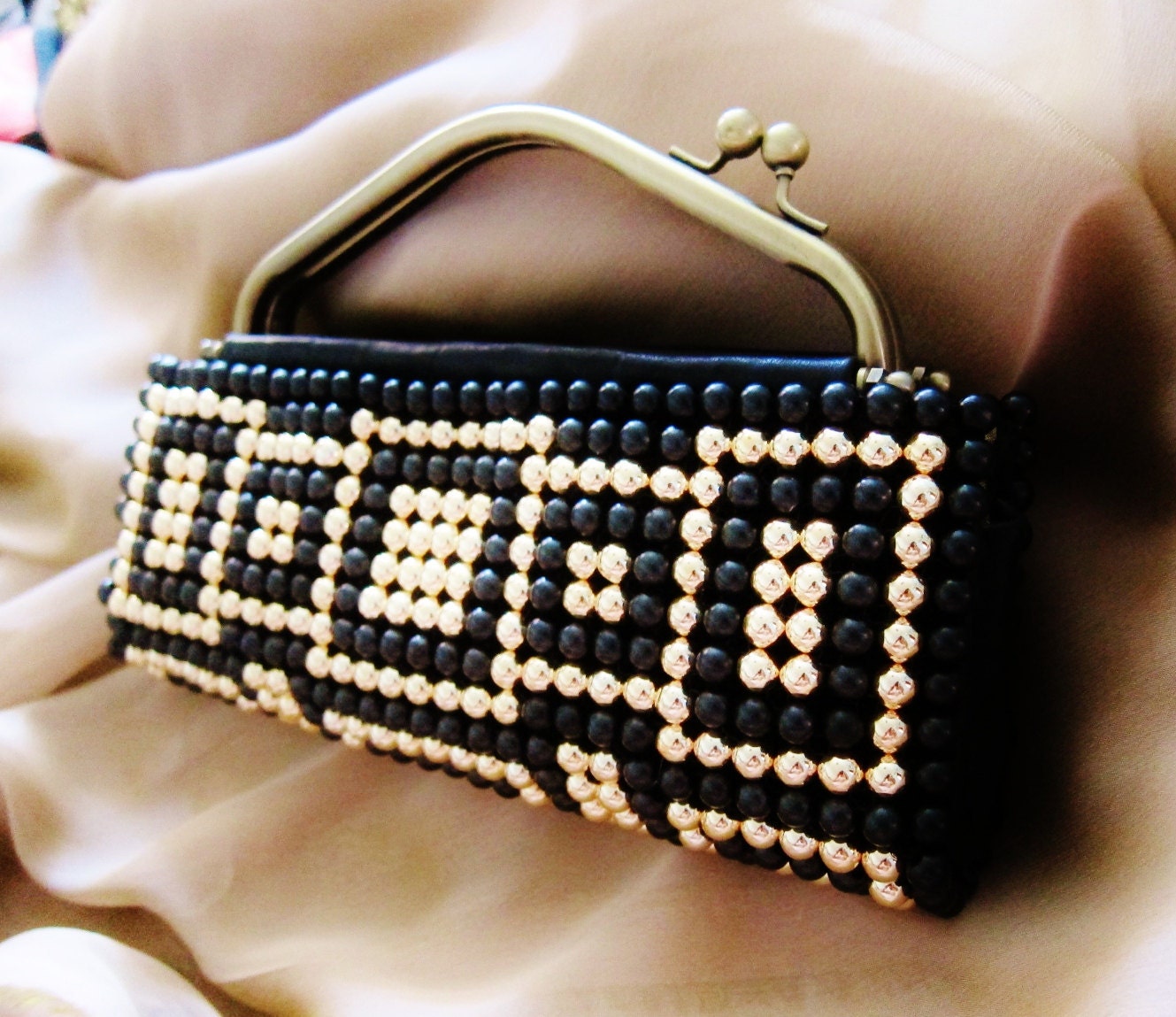 gold and black handbag purse - couture hb004