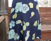Watercolor blue, green, aqua Floral, rayon a line SKIRT, no.118