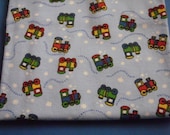 Flannel Receiving Blanket - Tiny Trains - Great Baby Shower Gift